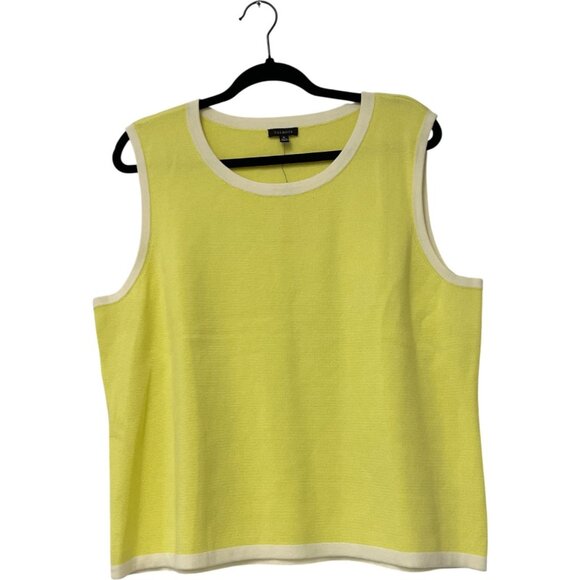 Talbots Womens Sweater Top Size XL Yellow White Knit Crew Neck Pullover NWT - Picture 2 of 10